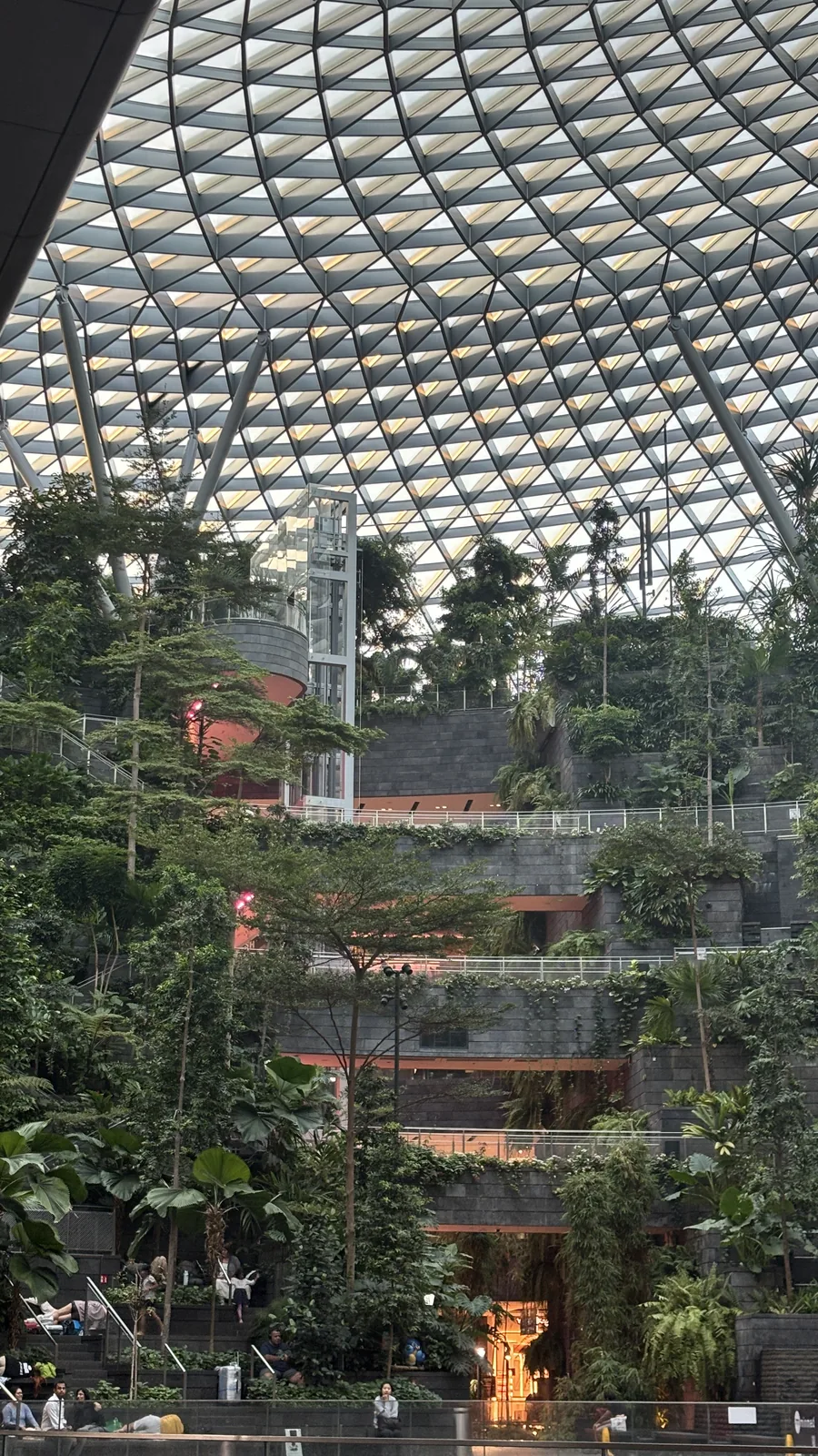 Wewnętrzny ogród pod szklaną kopułą Changi Jewel